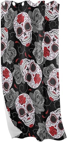 Miniatura 7 de Gothic Skulls Roses Thorns Devilish Black Out Curtains 84 inches Black Out Window Cover for Bedroom Living Room Blackout Blinds Bay Window Curtains