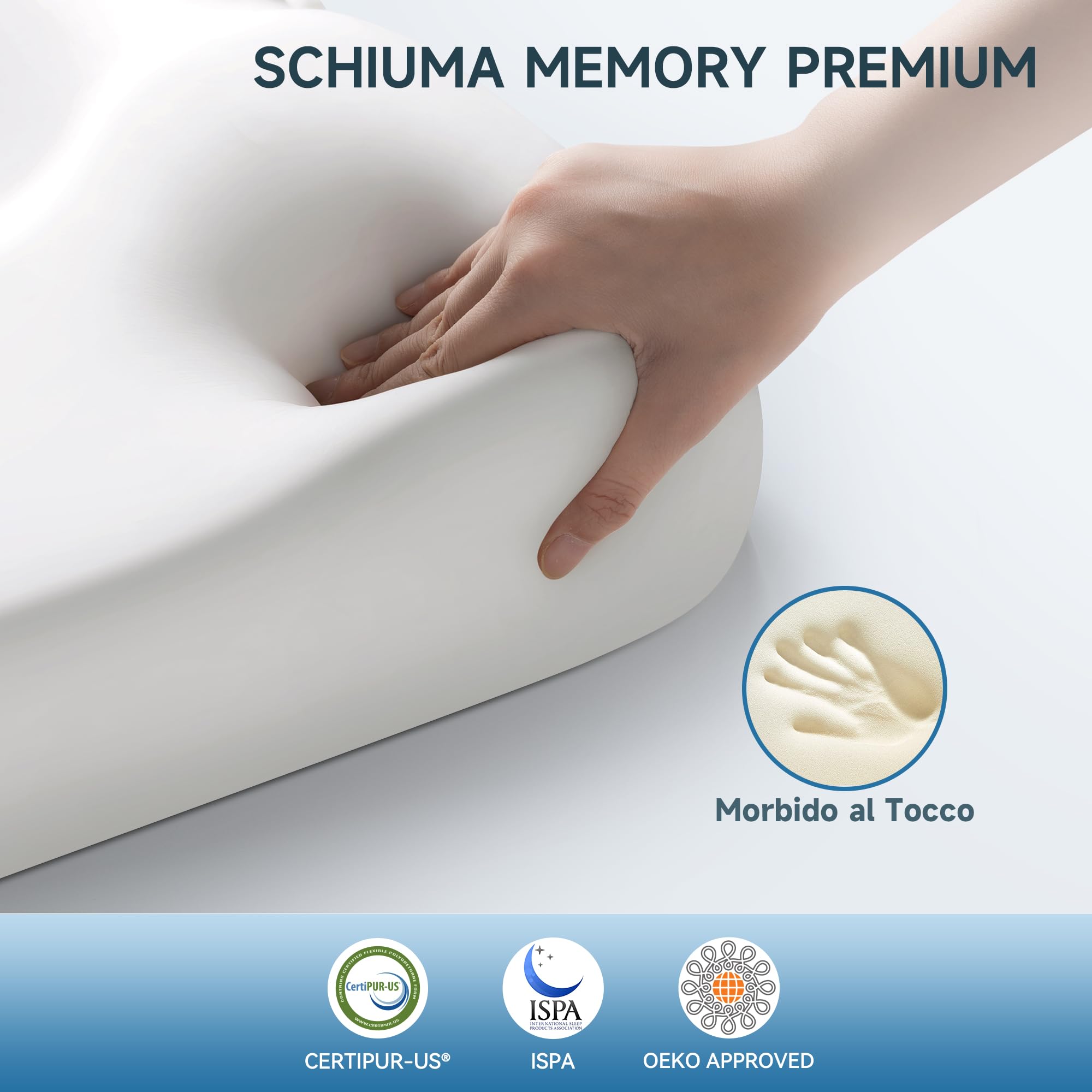 Zibroges Cuscino Memory Foam Cuscini Letto Confortevole per il Collo, Ideale per Chi Dorme di Fianco, sulla Schiena o sulla Pancia, Federa Lavabile, 60x40cm