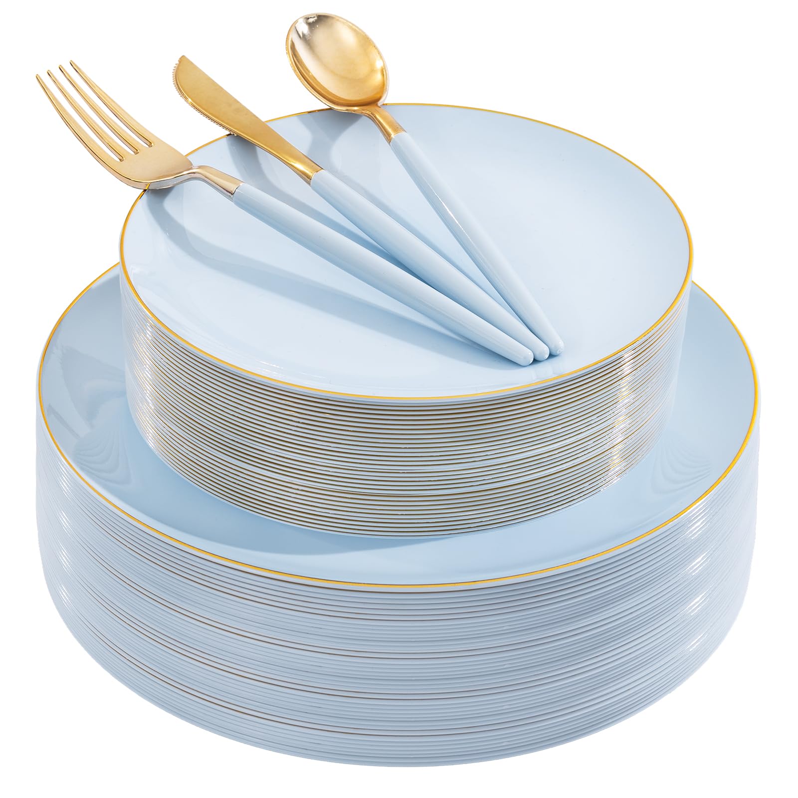 Gold Disposable Plates & Cutlery Set - Party Wedding -16