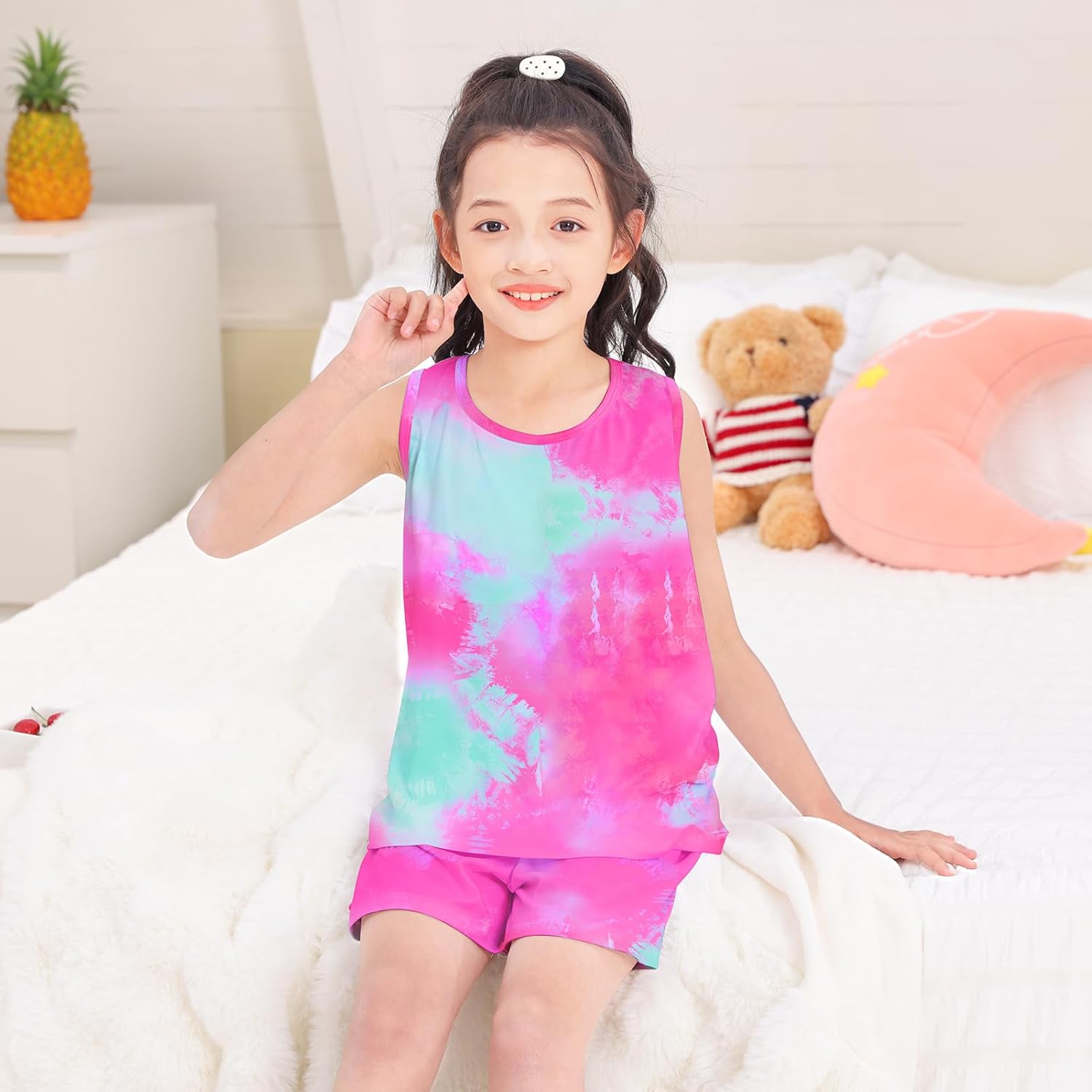 Girls Pajamas for kids Sleepwear Girl Tank Tops Pjs Shorts Set 2Pcs for Teen Girls Summer Casual Clothes - Image 6
