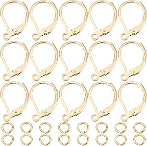 Beebeecraft 1 Doos 20Pcs Half Hoop Earring Bevindingen 18K Vergulde Messing Huggie Oorbellen met Loop en Oormoeren Voor Vrouwen DIY Sieraden Dangle Earring Maken
