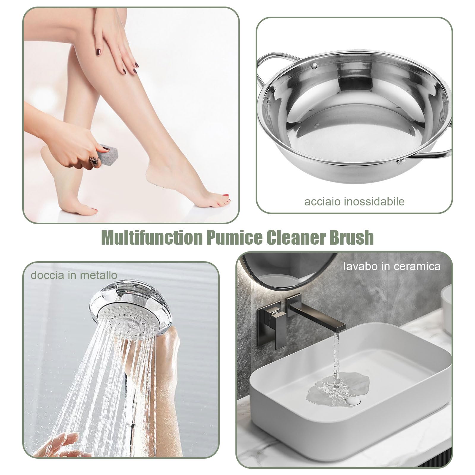 8 Pezzi Pietra di Pulizia per Spazzole, Pietra Pomice per Ceramica Wc Pulitore per Macchie e Smerigliatrice Acqua Dura Ruggine Griglia Piscina