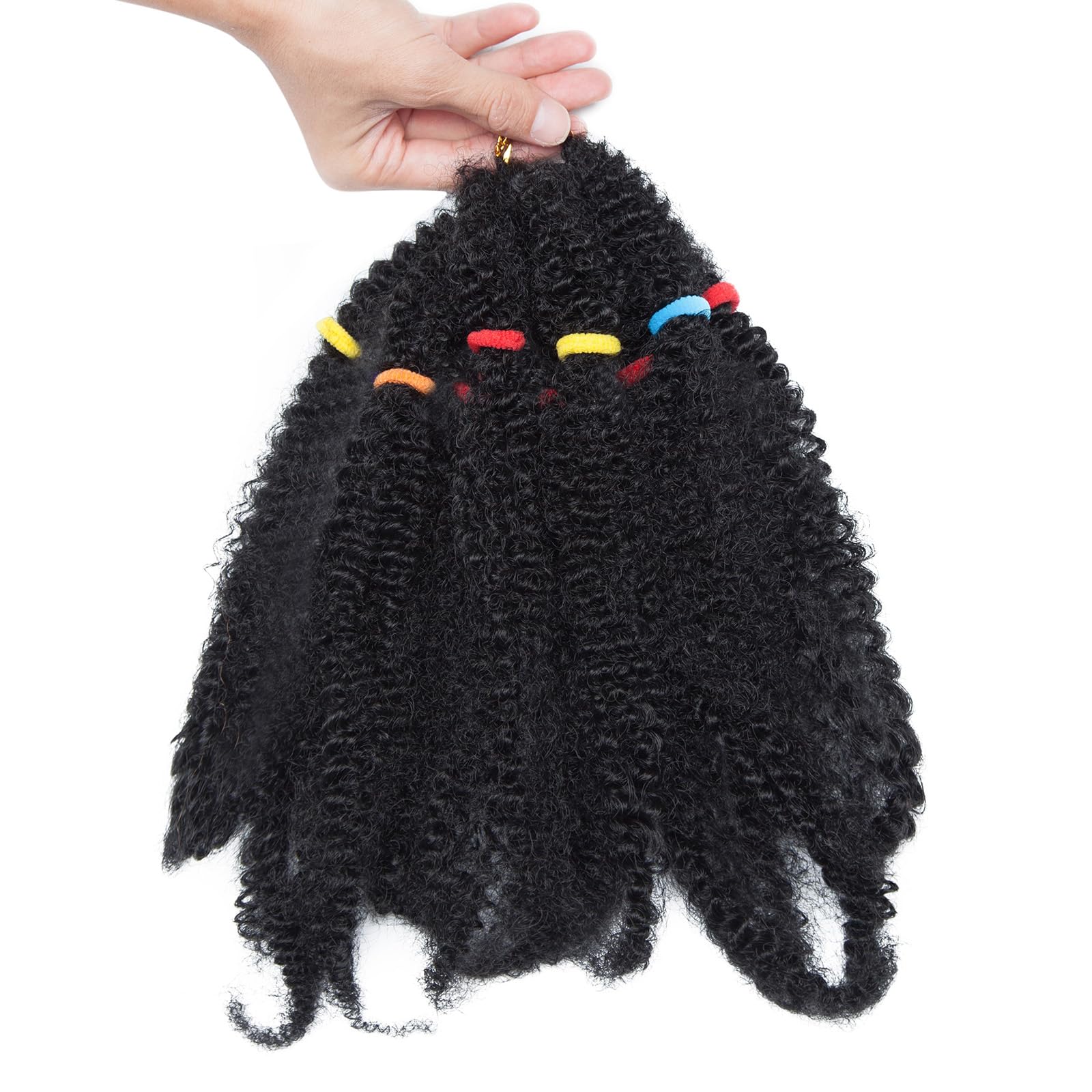 6 Bundles/Pack Curly Crochet Hair Bulk Braiding Hair 11 inch 240g Kinky Crochet Afro Kinky Twists Crochet Hair Extensions Hair Extensions Dark Black - Image 4