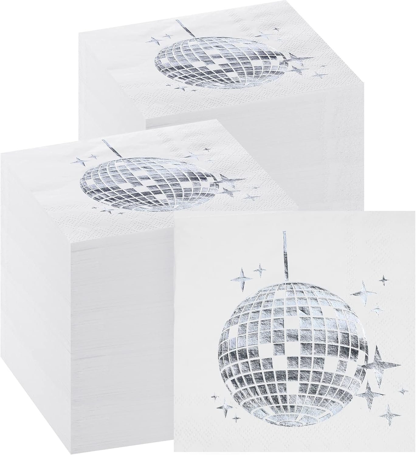 160 Pack Disco Party Cocktail Napkins Stylish Disposable 70s 80s 90s Party Supplies Disco Cocktail Napkins for Engagement Birthday Graduation Baby Shower Supplies(Black)