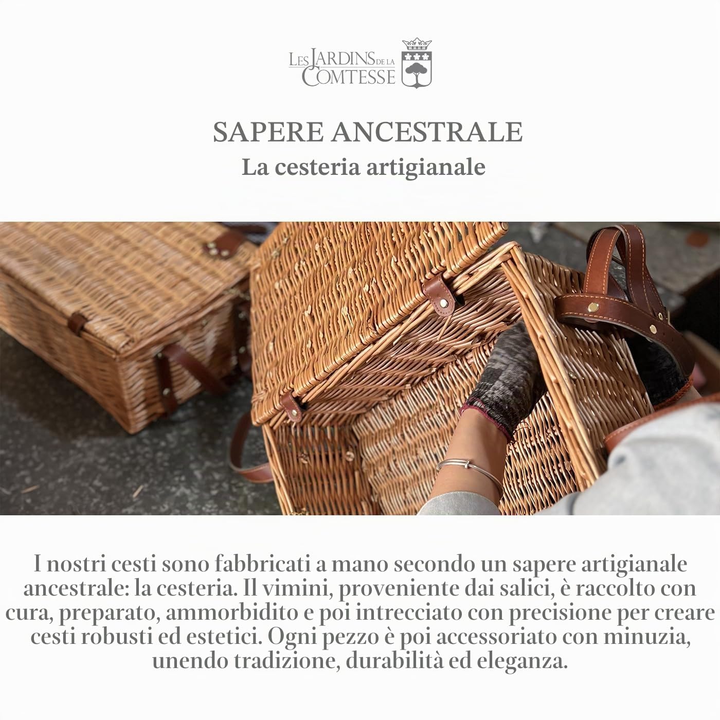 Les Jardins de la Comtesse - Cestino da picnic "Marine" per 4 persone, completo con scompartimento isotermico - Dimensioni: 45x31x24cm