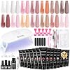 JEWHITENY 14 Pcs Poly Nail Gel Kit with Slide Solution and Mini Lamp Nail Art Design Starter Kit