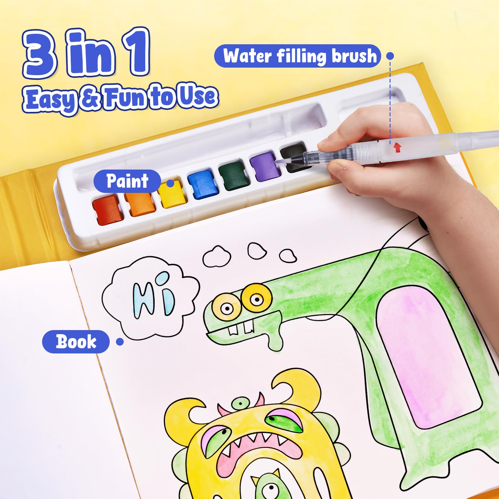 Livre De Coloriage à L'Eau JoyCat - 20 Pages Aventure - Peinture Magique Sans Dégâts - Pour Enfants 3-8 Ans - Cadeau Créatif