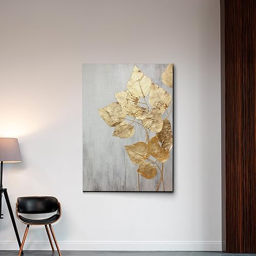 Miniatura 3 de Original Ginkgo biloba Print On Canvas, Modern Textured Gold Wall Art, Abstract Gold Leaves Print, Living room Wall Decor, Modern Home Decor, Decor