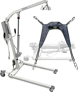 Tuffcare Full Electric Patient Lift - Deluxe Rhino Lift with Power Base - Full Size Patient Transfer Lifter for Home Use and Facilities, 450 lb. Weight Capacity (Lift + Toilet Sling, Extra Large)