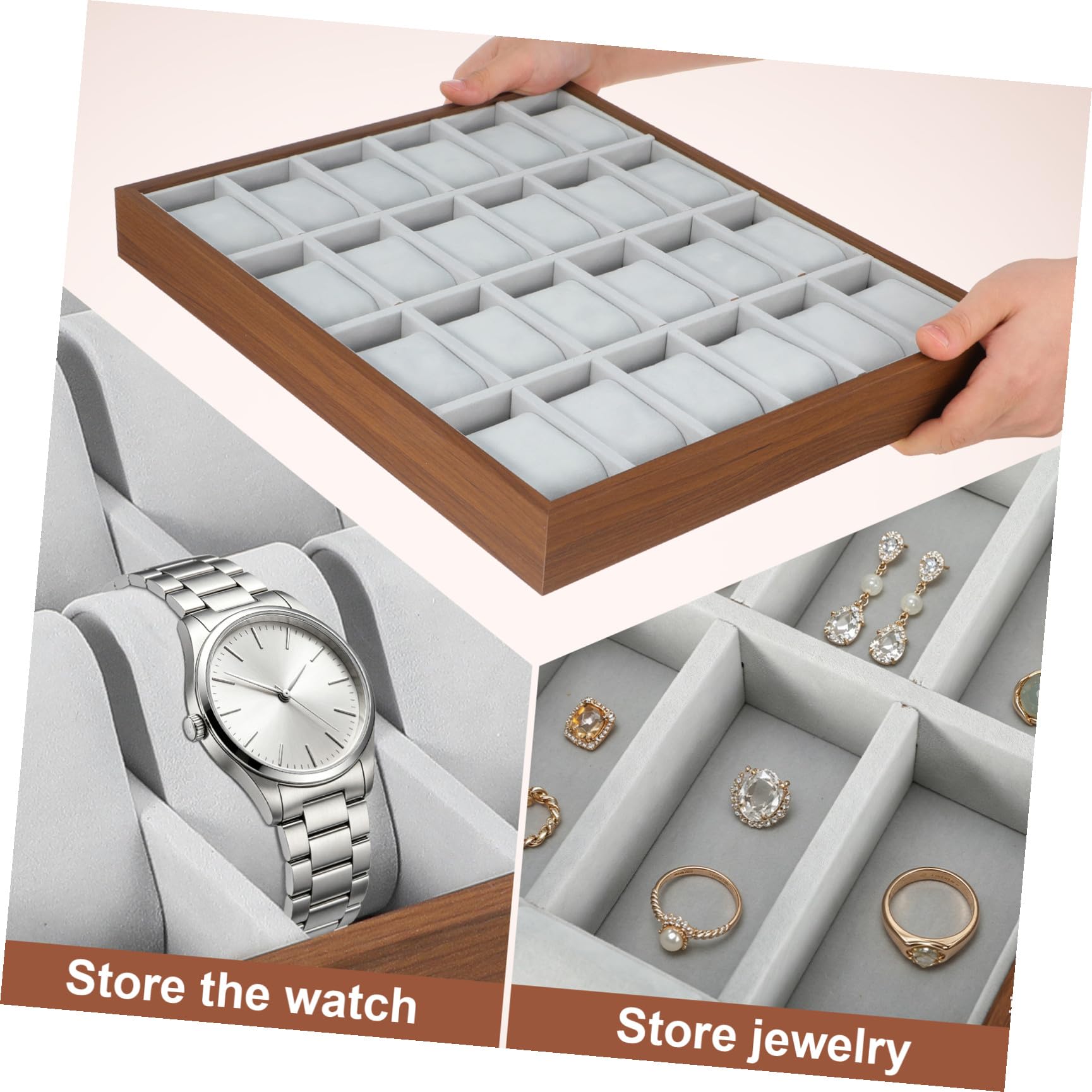 Adorainbow Holz Uhrenbox Slots Uhrenaufbewahrungskasten Langlebig Elegantes Design für Männer und Frauen Stilvoller Uhrenhalter als Geschenk und Schmuckkästchen Organizer