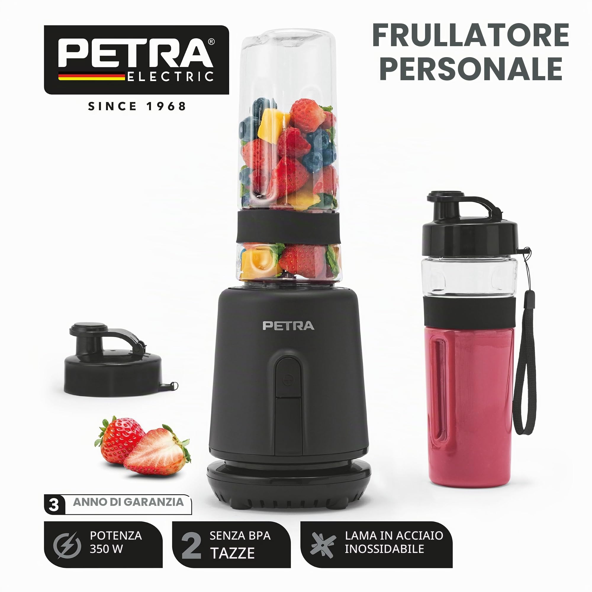 Petra Personal Blender 350 W con 2 bottiglie da 600 ml