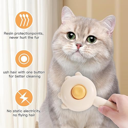 Miniatura 4 de Cepillo de aseo para limpieza de pelo de gato, paquete de 2 accesorios para gatos, cepillo para gatos con botón de liberación y cortaúñas