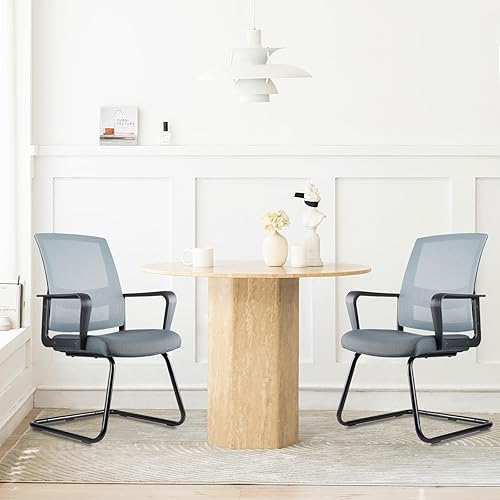 Miniatura 3 de CLATINA Silla de invitados de oficina con soporte lumbar y malla de espalda media serie de rejilla de aire espacial para recepción sala de