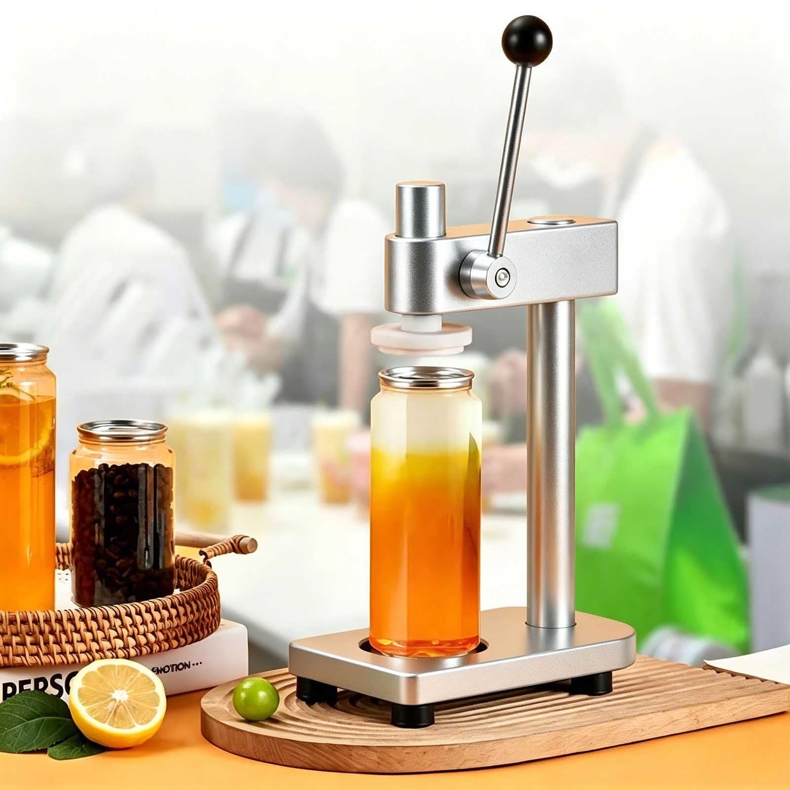 Manuelle Dosenversiegelungsmaschine für 55 mm PET-Dosen, verstellbarer Dosenversiegeler mit 100 500 ml Flaschen zum Versiegeln von Säften, Kaffee und Biergetränken
