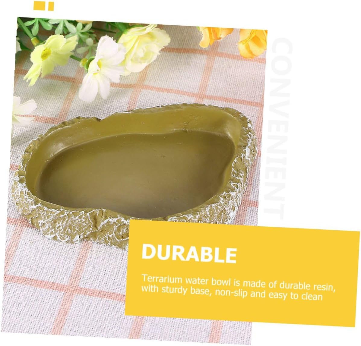 Ciieeo 3pcs Resin Reptile Bowl Set Tortoise Water Dish Food Feeder Turtle Feeding Dish for Terrarium Snake Tank Accessories
