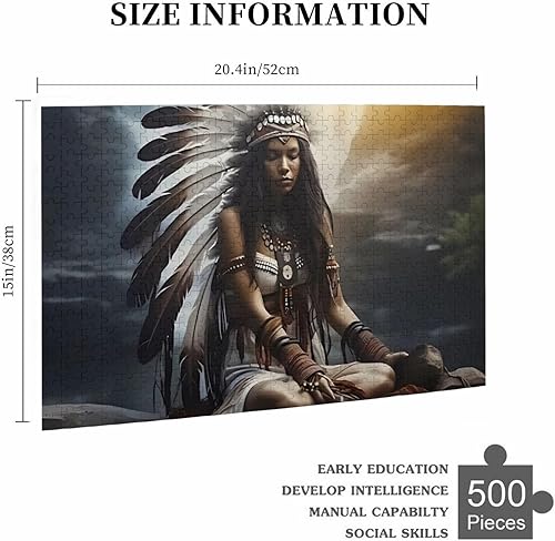 Miniatura 2 de Rompecabezas para adultos y familia, rompecabezas de 500 piezas, sueños de la doncella nativa africana, juego de oración americana, juego de madera,