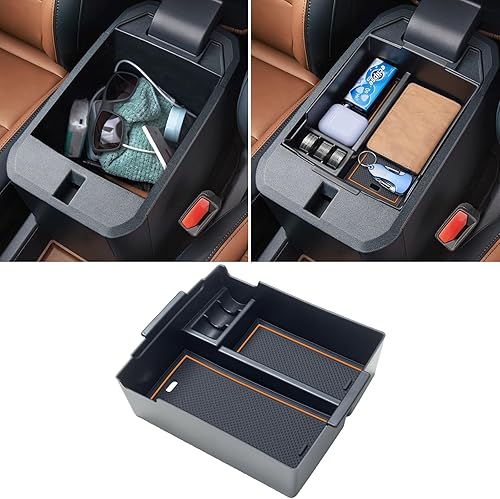Miniatura 5 de TOPINSTALL Organizador naranja compatible con accesorios Maverick 2022, 2023 2024, XL XLT Lariat, caja de reposabrazos, contenedor de monedas