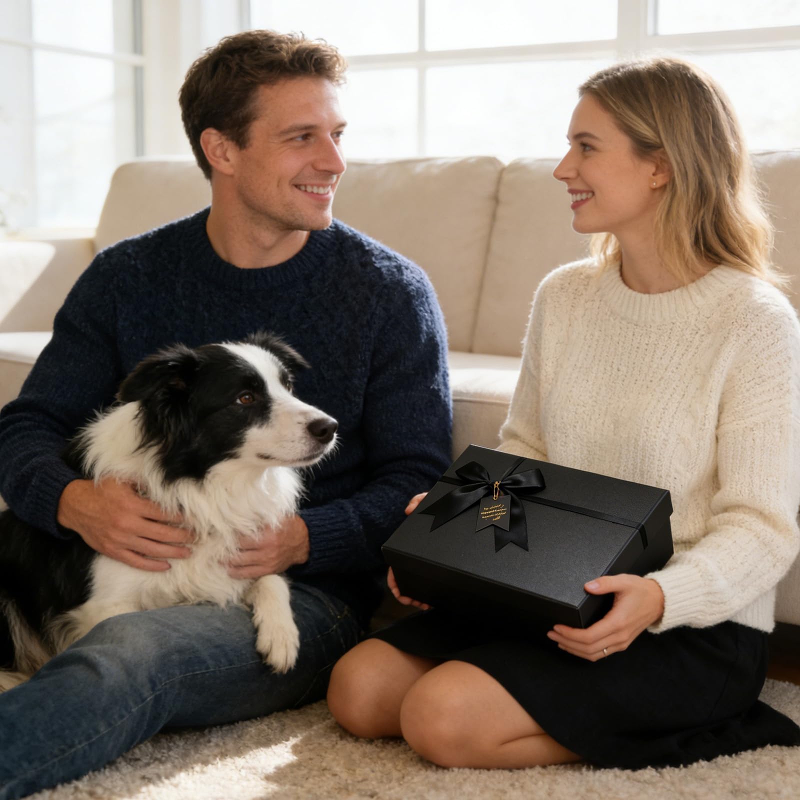Confezione da 5 scatole regalo annidate nere con coperchio per regali di San Valentino, confezione di lusso con fiocchi ed etichette regalo per Ringraziamento, compleanni, matrimoni e festa della