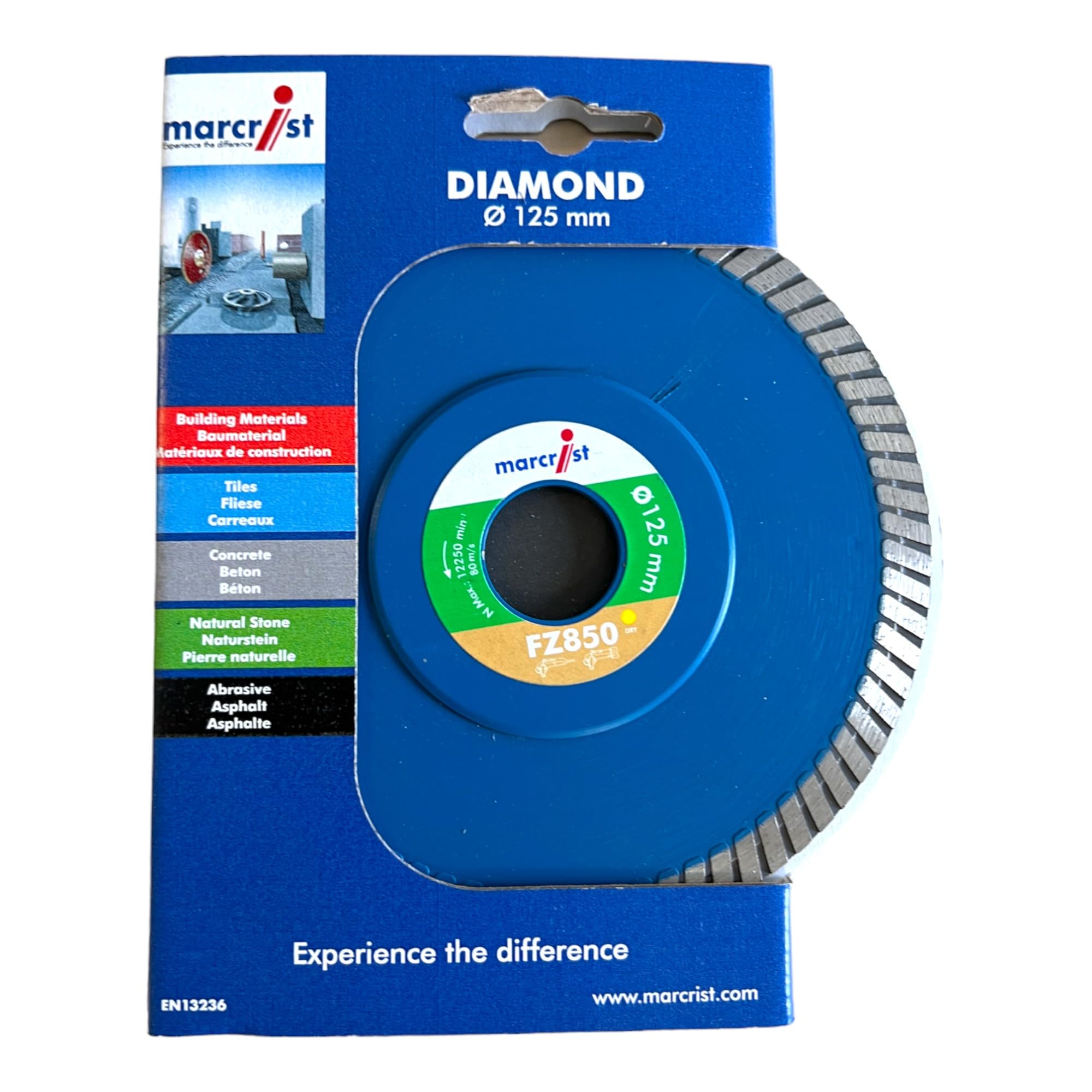 MARCRIST Disco diamantato per taglio 125mm FZ850 per piastrelle spesse in grès porcellanato - 125 x 22,23mm