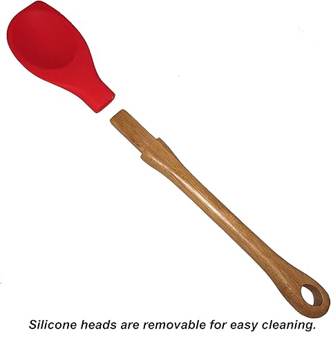 Miniatura 2 de Murphy Bamboo Juego de utensilios de cocina premium de 7 piezas de bambú y silicona (rojo)