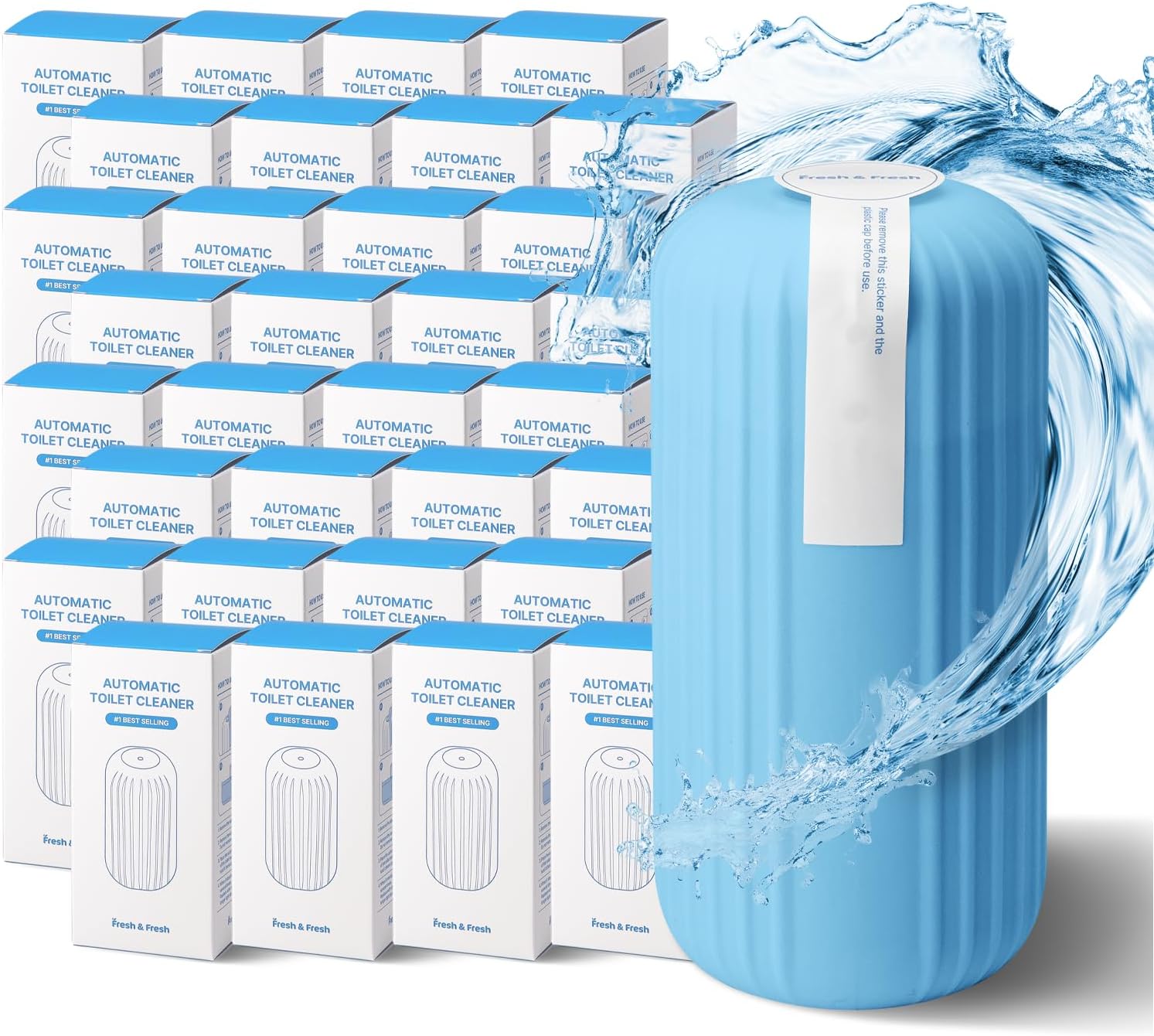 Fresh & Fresh Automatic Toilet Bowl Cleaners (Sky Blue) - 32 Bottles(UPTO 2500 FLUSHES/Bottle), Commercial and Residential Toilet Cleaner 3-4 MONTH Lasting Toilet Bowl Cleaner Bottle