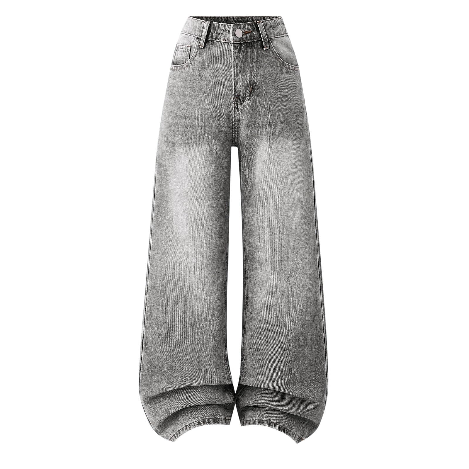 Pantaloni Larghi in Denim per Ragazze, Comodi Pantaloni Casual in Tessuto Morbido ed Elasticizzato per Il Gioco Quotidiano