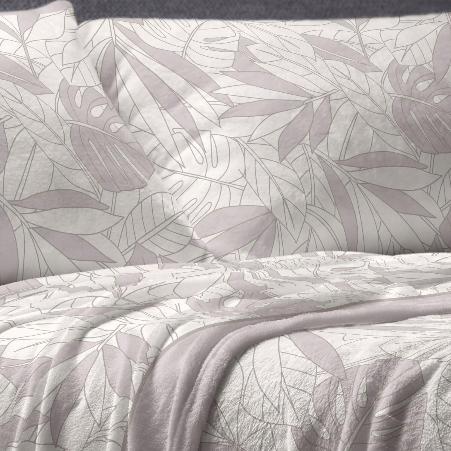 Burrito Blanco Juego de Sábanas Coralina Invierno Poliéster Cama 90 Piedra