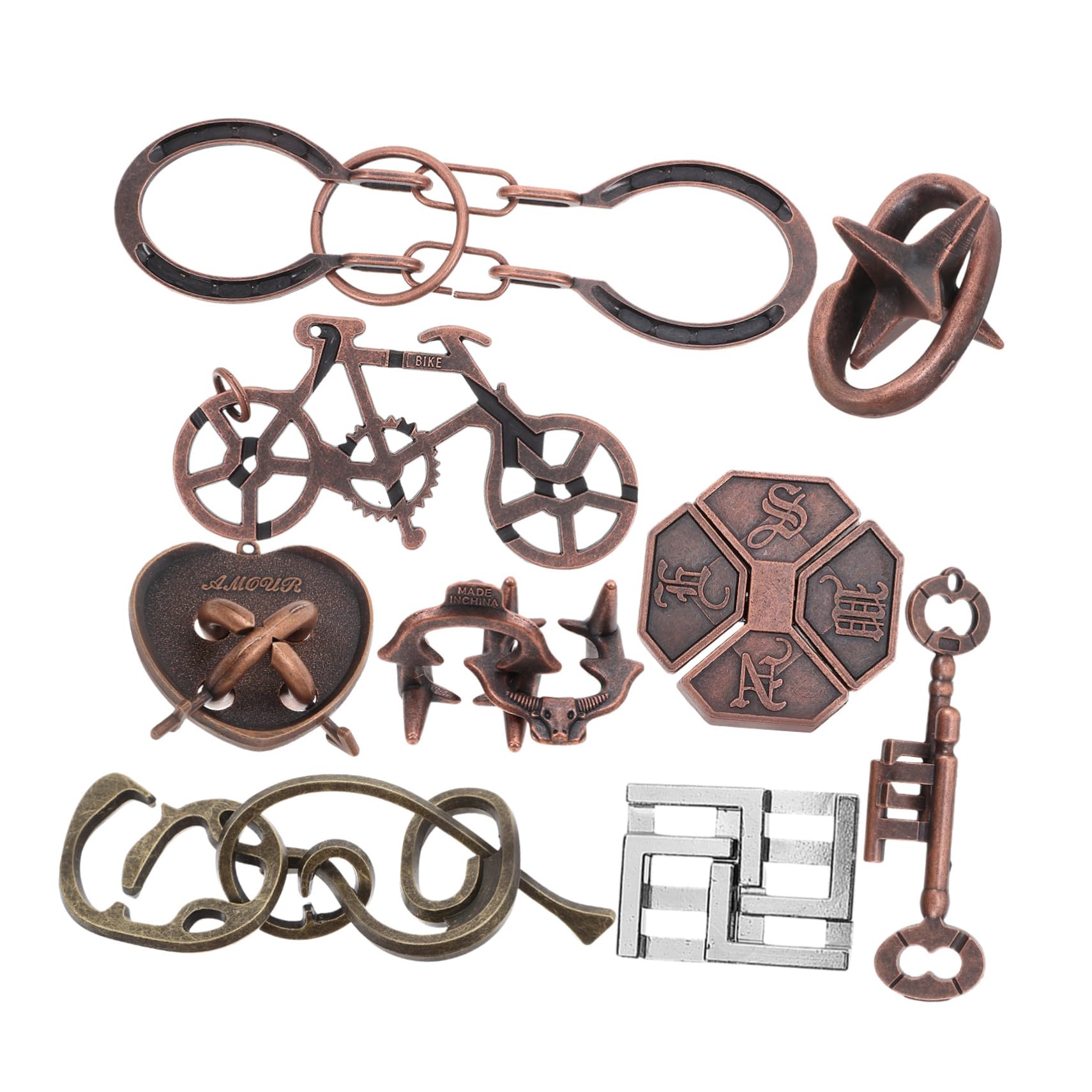 Mipcase Rompicapo Intercambiabile 9pezzi Lega di Zinco Rompicapo Metallico per Allenamento Cervello Giochi Intelligenza per Adulti