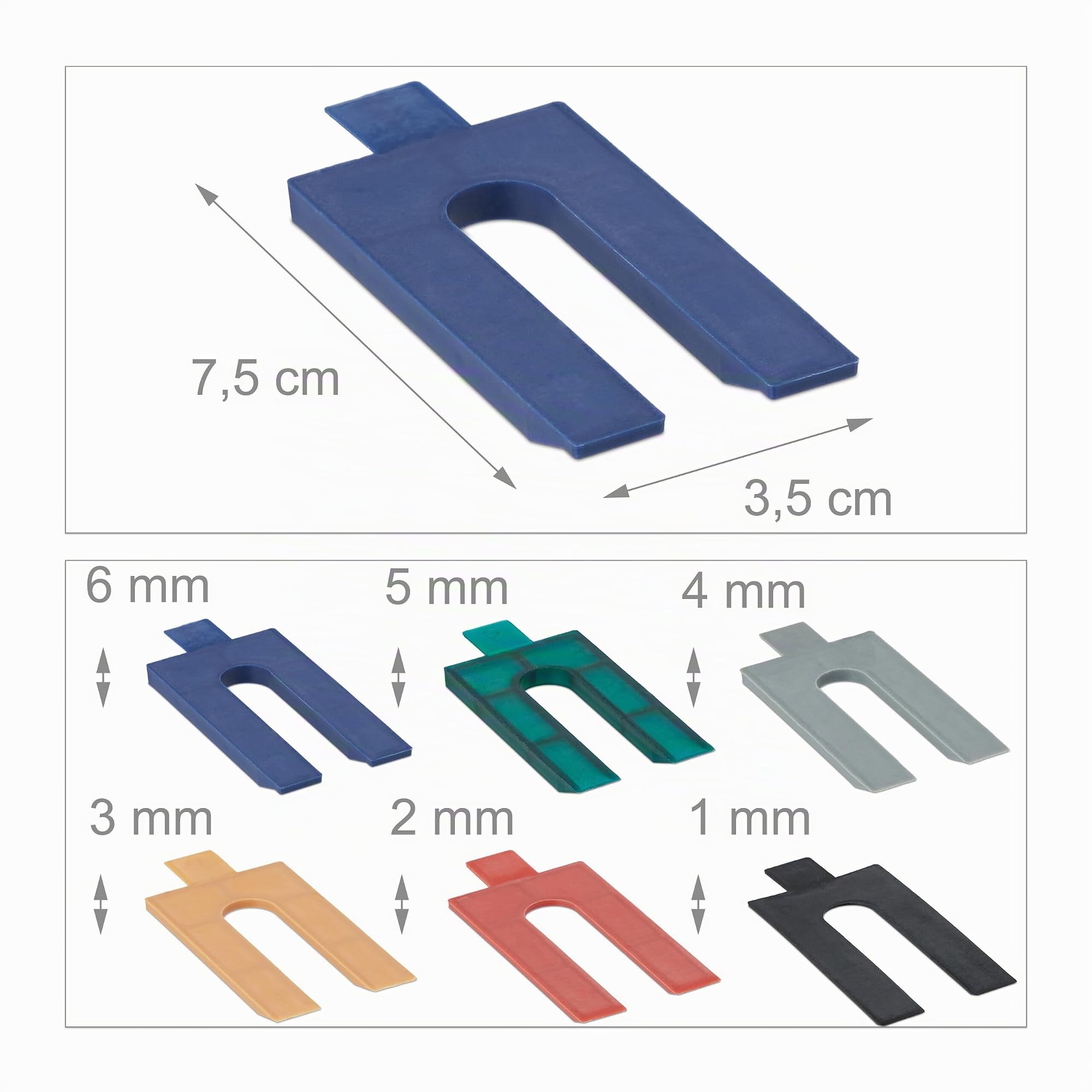 Relaxdays entretoise en Plastique, Lot de 288, Cales de vitrage en 6 Tailles, espaceurs, 1-6 mm, différentes Couleurs