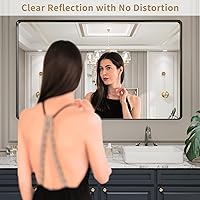 Vista 2 de LOAAO - Espejo de baño con marco de metal negro para pared, espejo grande de 60X36 pulgadas rectangular redondeado, espejo mate de baño negro