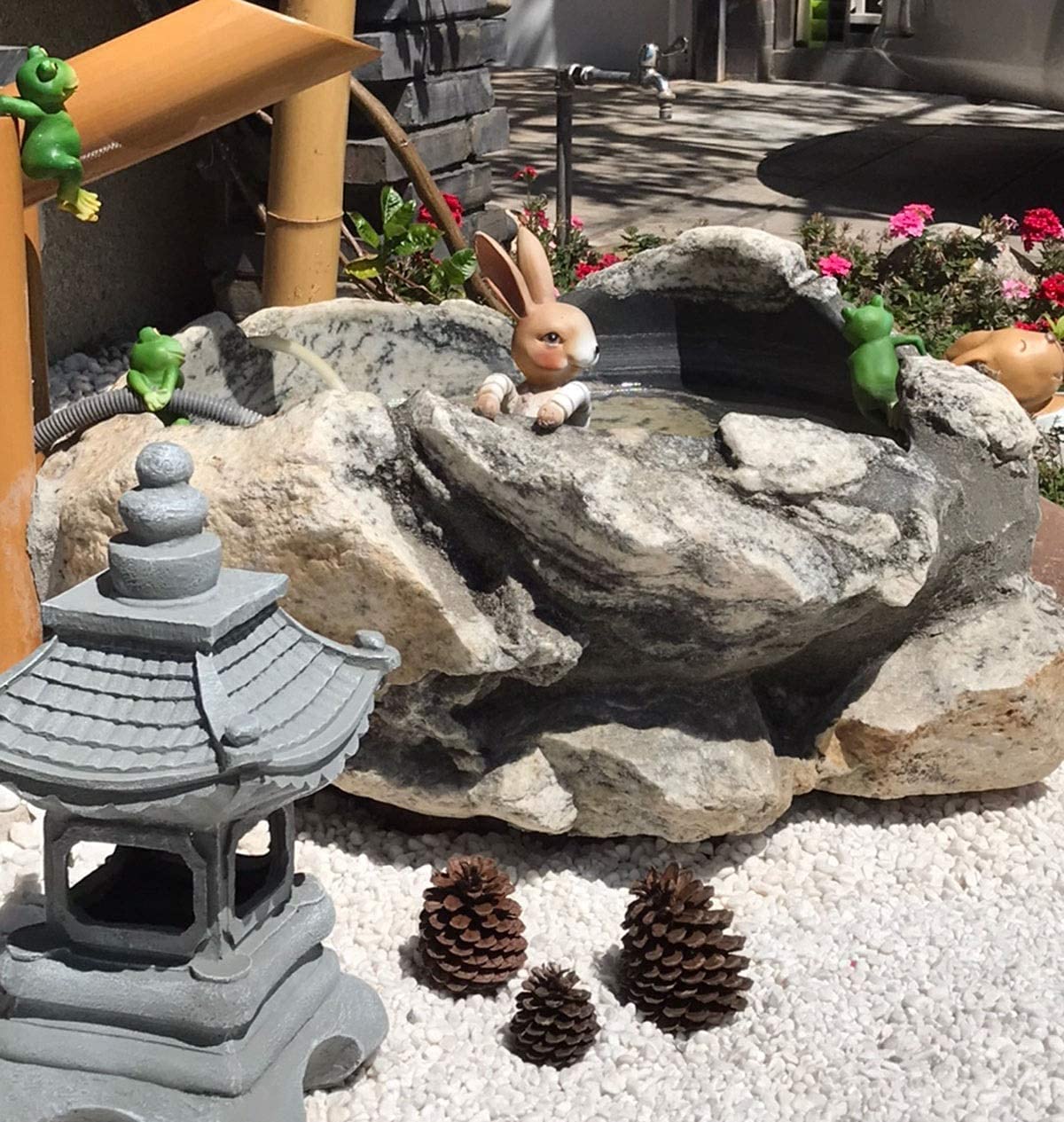 Rzeźba ogrodowa 33,4 cm mała pagoda ogrodowa latarnia solarna lampa, japoński styl zewnętrzny stupa statuetka zen sztuka orientalna rzeźba trawnika