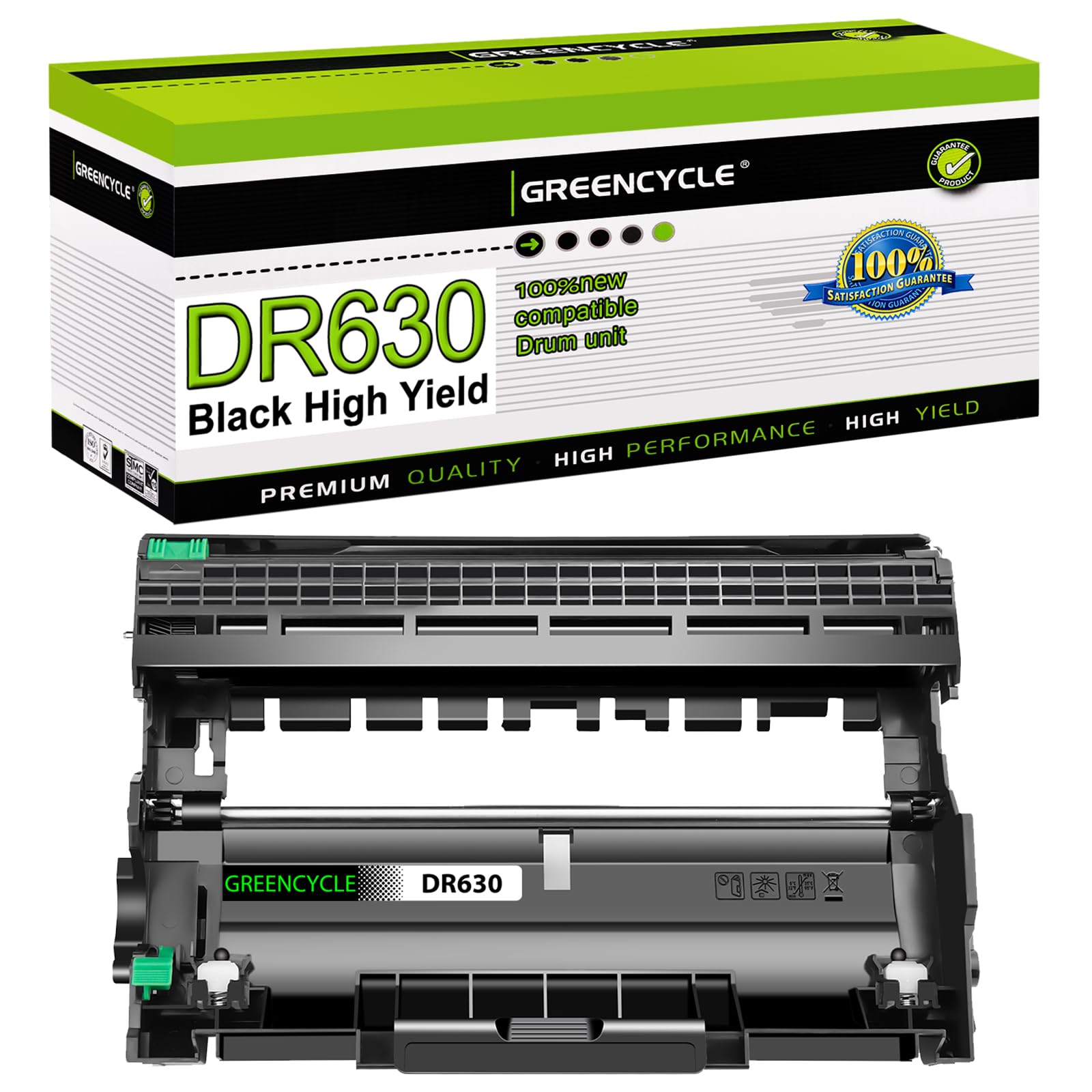 greencycle DR630 DR-630 Drum Unit (No Toner) Replacement Compatible for Brother HL-L2300D HL-L2340DW HL-L2380DW DCP-L2540DW MFC-L2700DW MFC-L2740DW Laser Printer (High Yield, Black,1 Pack)