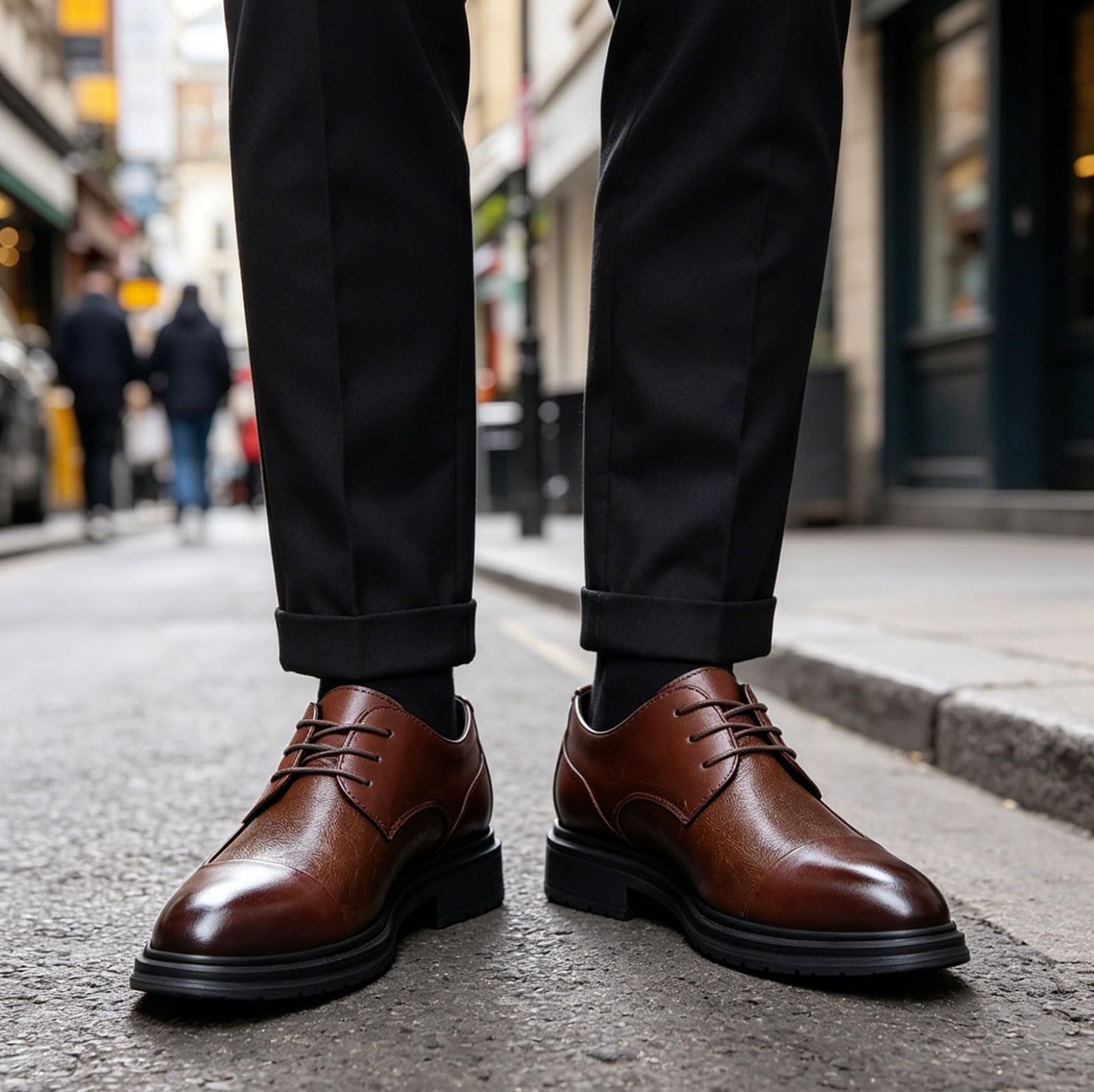 Scarpe Derby Uomo Eleganti Stringate Similpelle Scarpe da Abito Classiche per Ufficio Business Matrimonio