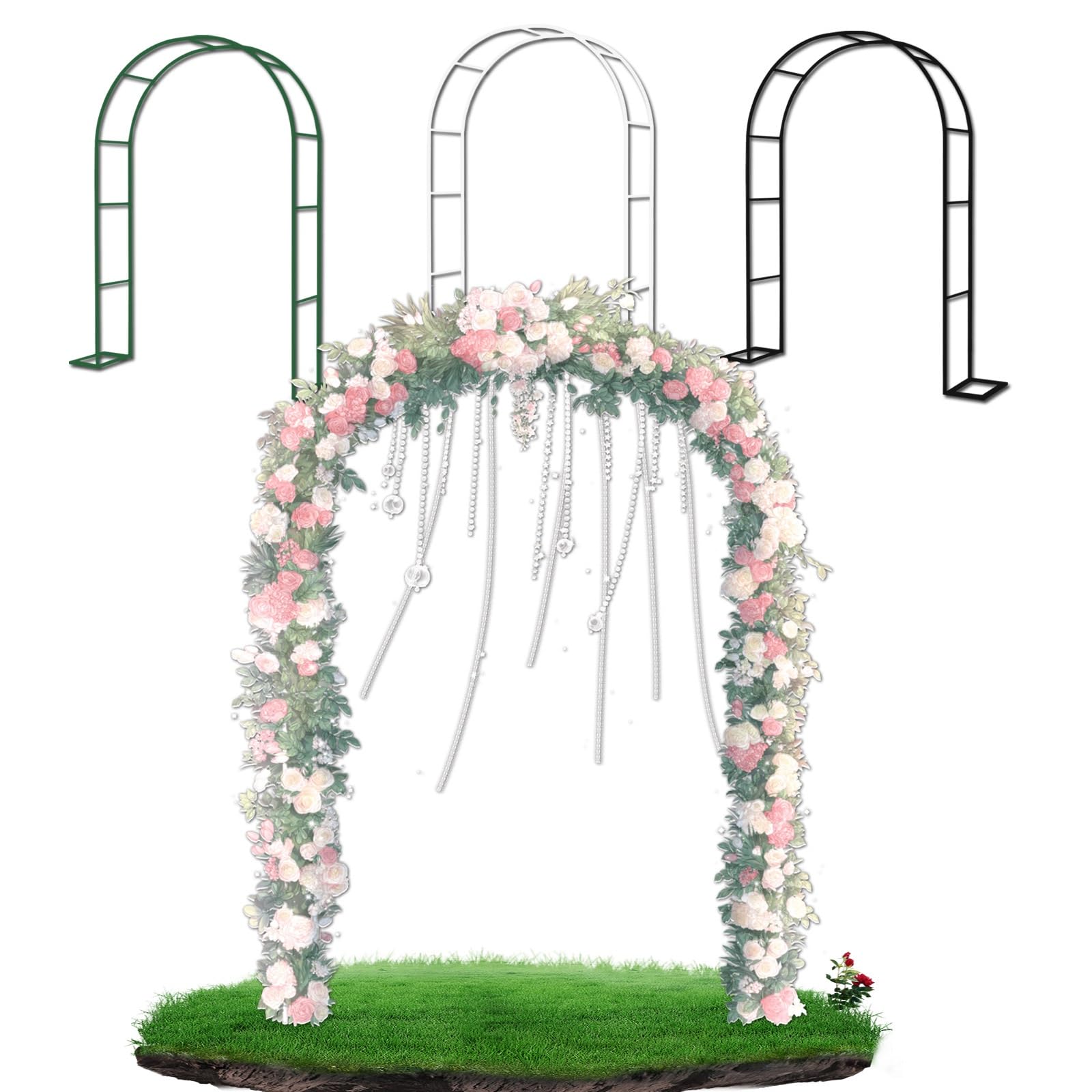 Black Large Metal Pergola Arbour Length & Height Adjustable Perfect for Climbing Plants