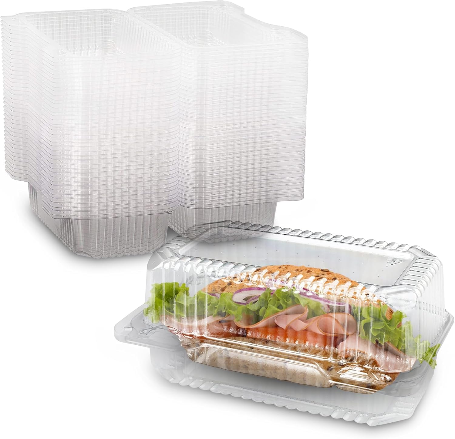 Alpha Basics Pack of 25 PET Hinged 250g Cake Box Containers Transparent PL Box for bakery-image-7