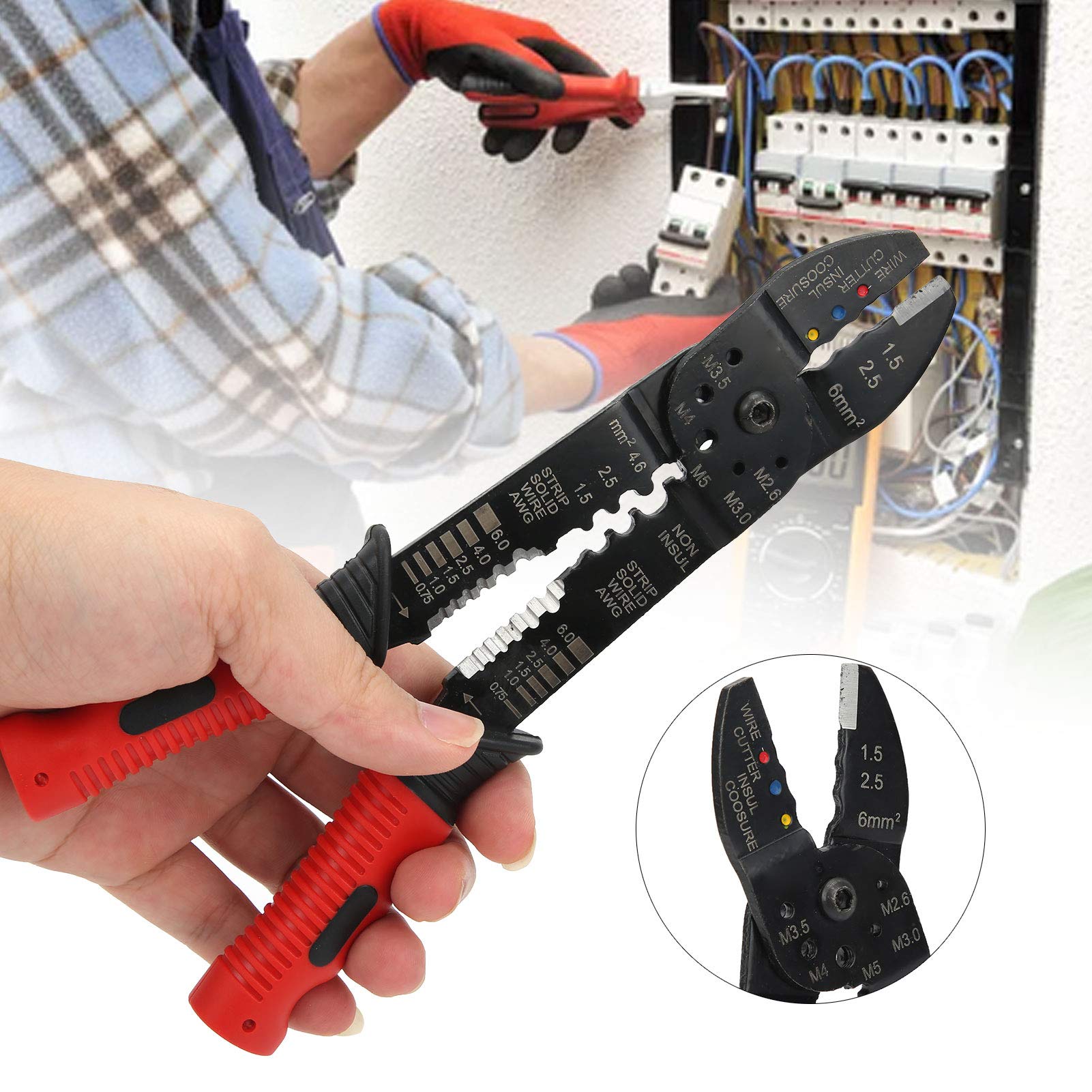 Wire Terminal Crimper Tool - Stripping & Crimping Tool For Insulated Terminals M5-M2.6 - View #6