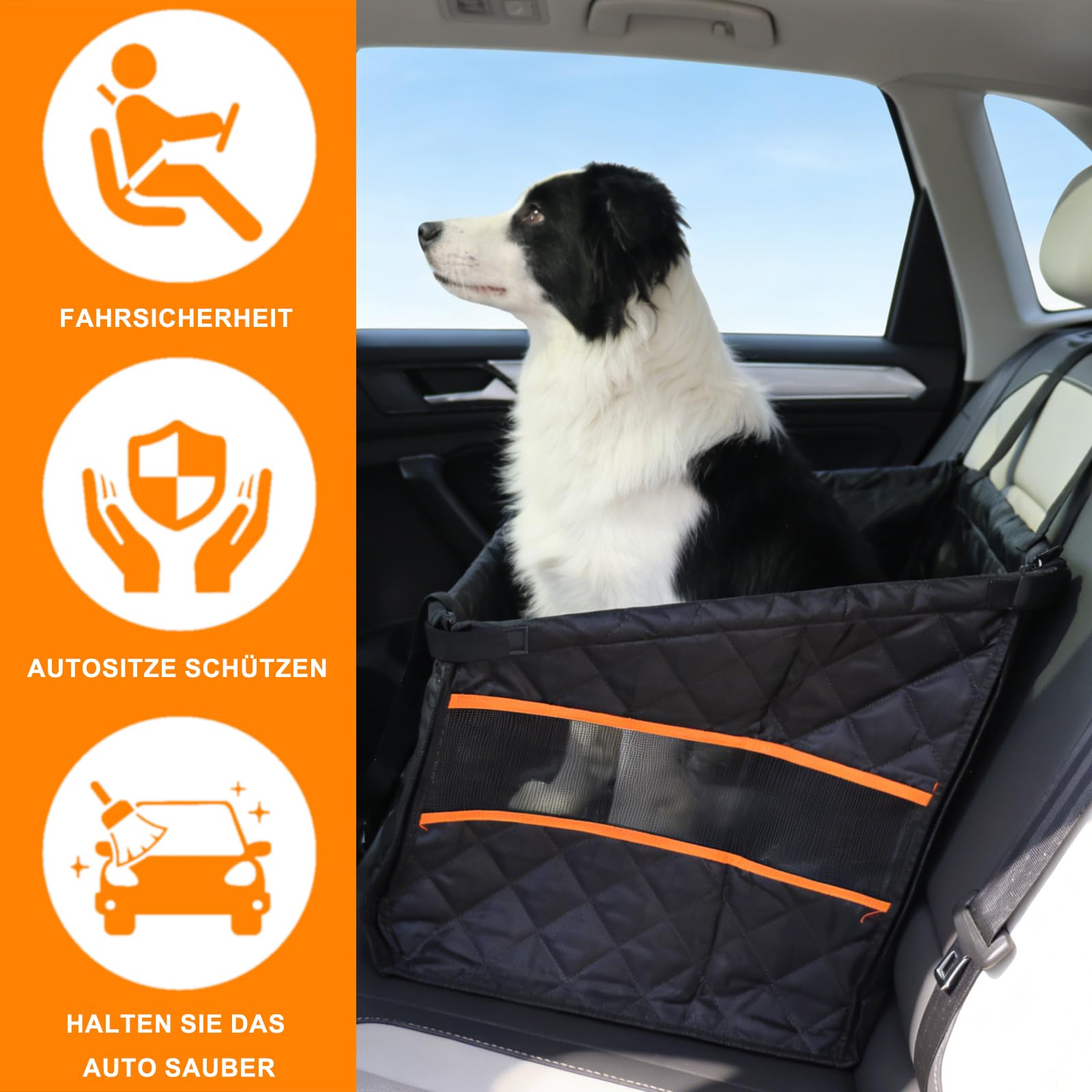 Siège arrière de voiture pour chien - Siège auto pour petits chiens - Extra stable - Avec ceinture de sécurité - Pliable - Pour petits animaux de compagnie - Imperméable