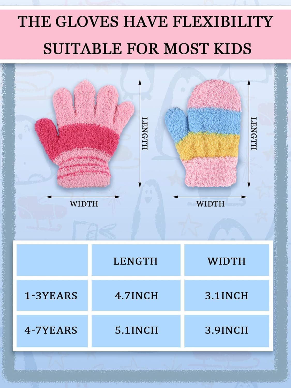SATINIOR 6 Pairs Kids Toddler Knitted Gloves Winter Warm Stretchy Mittens Soft Lightweight Mittens for Boys and Girls - Image 3