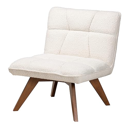 Baxton Studio Darielle Chair, One Size, White/Walnut Brown