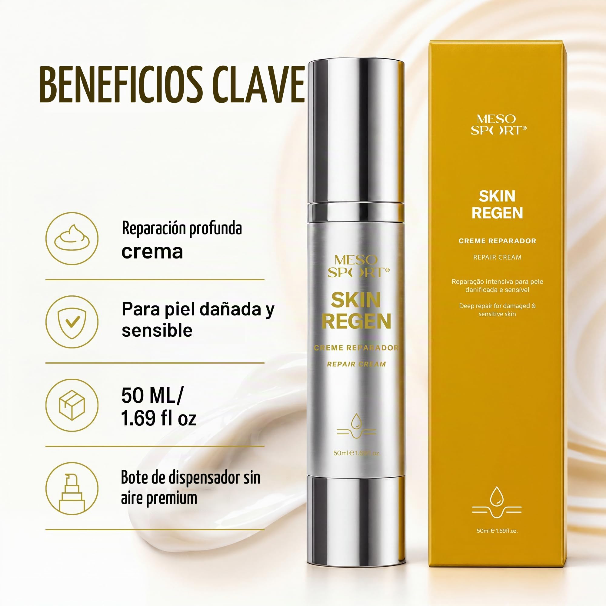 Skin Regen Crema Reparadora con Niacinamida y Centella Asiática para Piel bajo Esfuerzo, 50ml