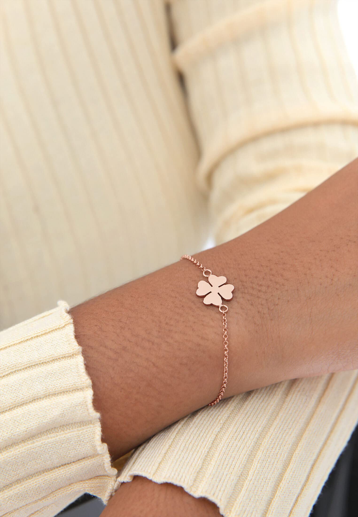 Elli Pulsera Mujer Símbolo la Hoja del Trébol en Plata Esterlina 925