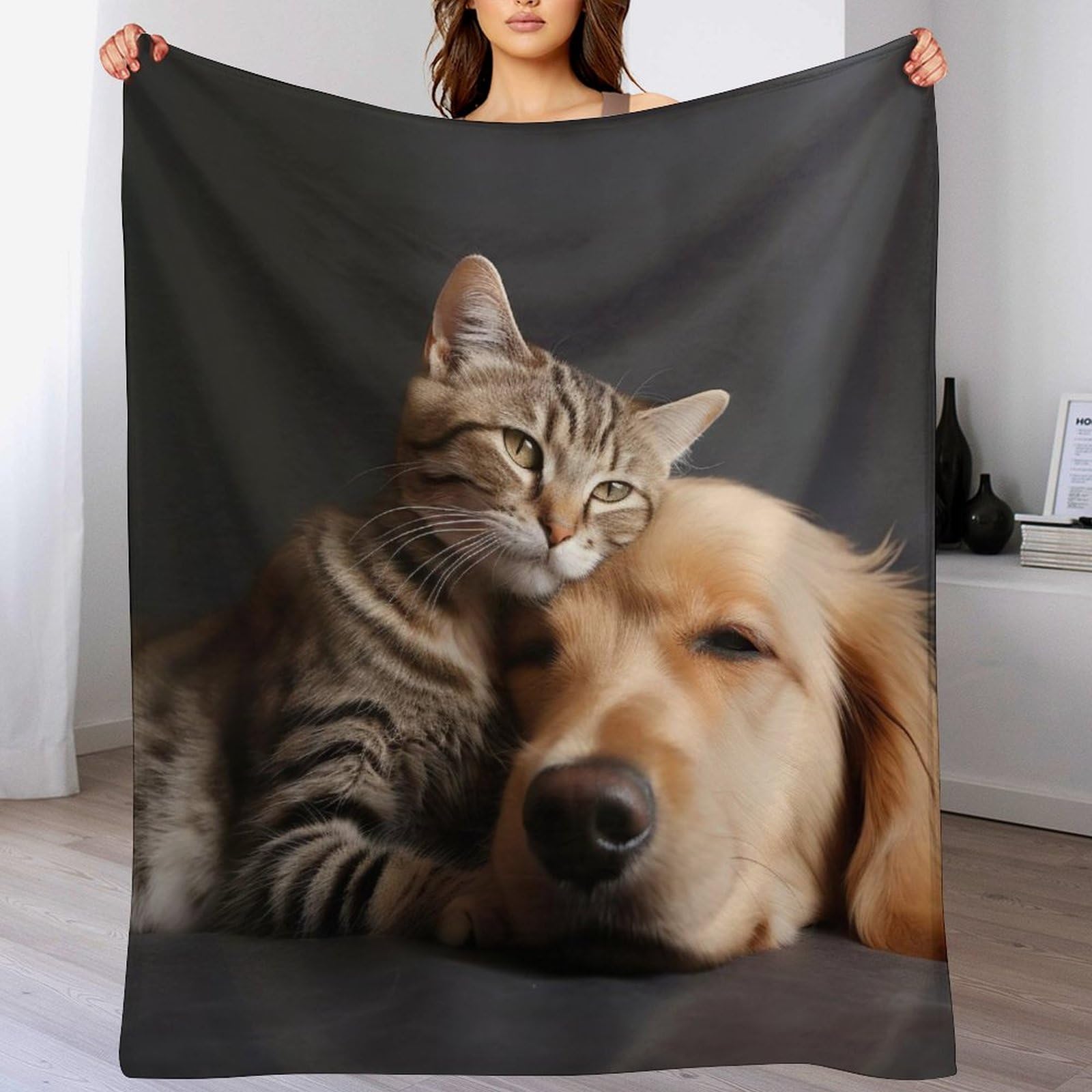 Couverture légère en polaire motif chien mignon et couvre-lit flannel 3D pour lit canapé 100x130cm