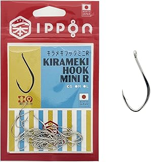 IPPON (一本) キラメキフックミニR カン付 ニッケルコート Sサイズ/40本入〜Lサイズ/32本入 アジ針 日本製 釣り針 アシストフック