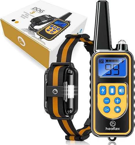 Miniatura 1 de Heaflex Collar eléctrico de entrenamiento para perros con control remoto de 1640 pies, E-Shock, modos de entrenamiento seguros, collares