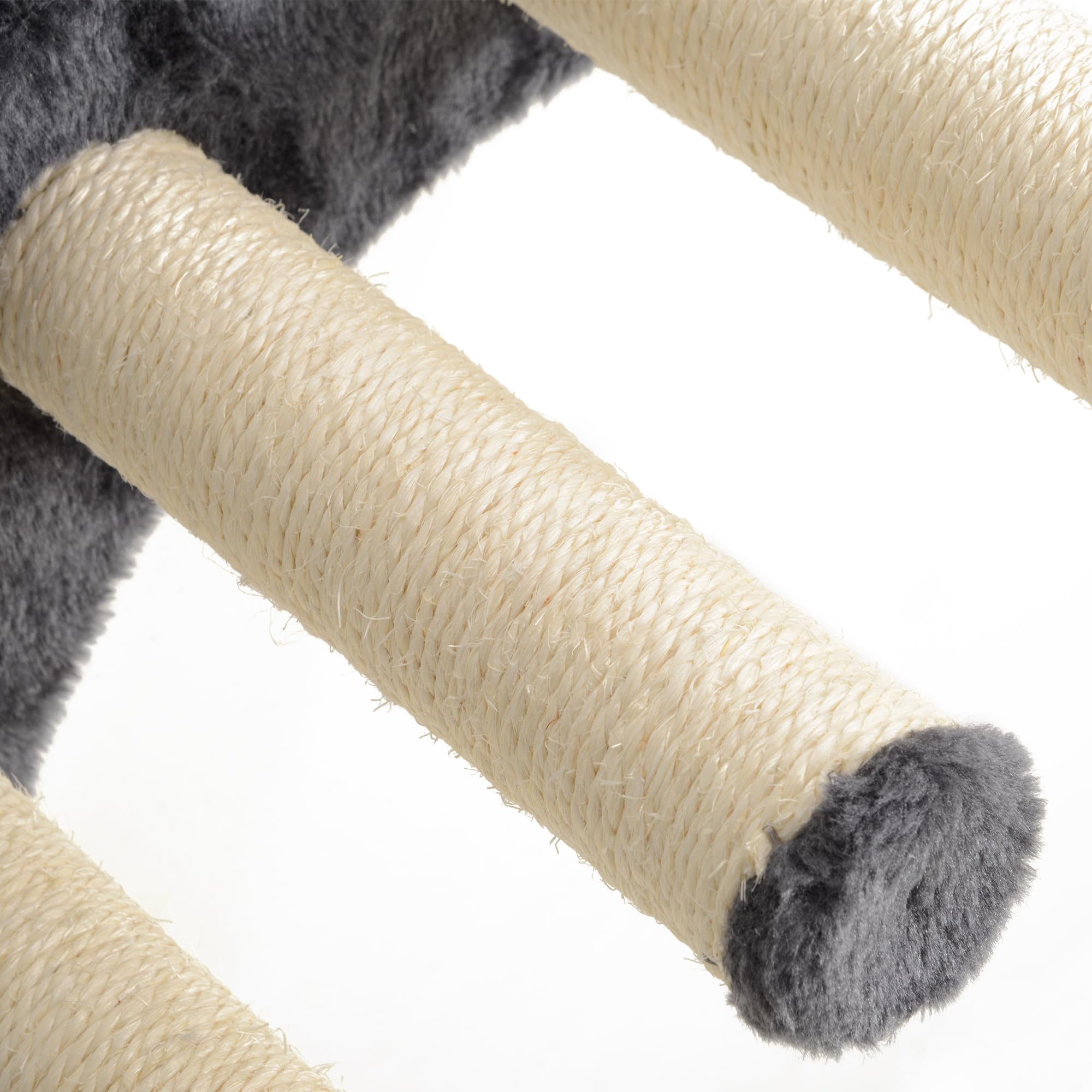 PawHut Kletterwand Katzen 4-teiliges Katzenwandmöbel bis 5 kg Dunkelgrau | Set, Hängematte, Katzenbrücke, Plattformen, Hängeball, Kratzsäule, zum Klettern, Spielen, Schlafen