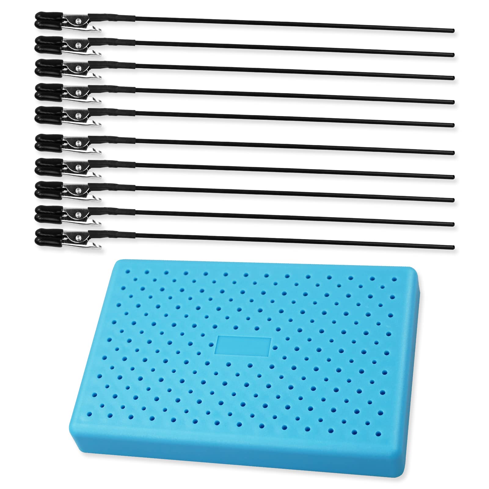 Spray Paint Clamping, Painting Stand Base and Alligator Clip Stick Set, Metal Wire Alligator Clamps, Tailed Clasp Clips for Hobby Modeling DIY Memo, Photo, Card,Blue