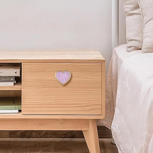 Miniatura 4 de Pomo de cristal morado en forma de corazón, 6 piezas de pomo de puerta de gabinetes, manija de un solo agujero para sala de estar, dormitorio, baño,