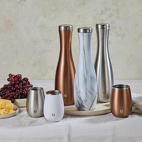Miniatura 6 de SNOWFOX Copas de vino Grand Pinot de acero inoxidable con aislamiento al vacío de alta calidad, juego de 2, vino frío y frío, copas de cóctel sin