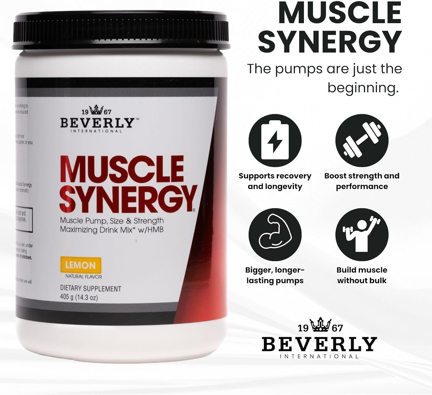 Beverly International Muscle Synergy 405g (Lemon Powder 14.3 oz) Dramatic Muscle Pump, Size & Strength Maximizing Drink Mix w/HMB. L-Arginine, L-Citrulline, Creatine Monohydrate, L-Ornithine - Image 4