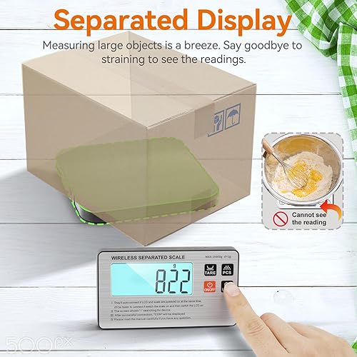 Miniatura 2 de Báscula inalámbrica separada de alimentos, báscula digital de cocina dividida de 33 libras, peso gramos y onzas para hornear, cocinar y preparar